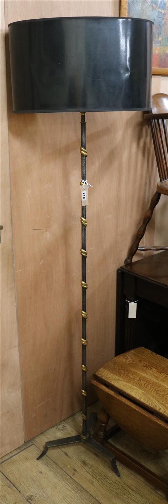 A Maison Jensen style parcel gilt metal floor lamp W.36cm at base